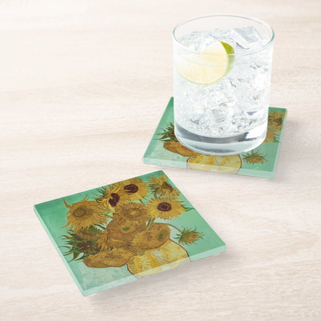 Vincent van Gogh | Sunflowers, 1888 Glass Coaster (Angled)