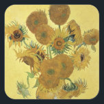 Vincent van Gogh | Sunflowers, 1888 Square Sticker<br><div class="desc">Sunflowers,  1888 | by Vincent van Gogh | Art Location: National Gallery,  London,  UK | Dutch Artist | Image Collection Number: BAL970</div>