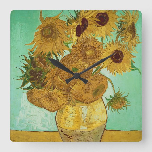 Vincent van Gogh | Sunflowers, 1888 Square Wall Clock (Front)
