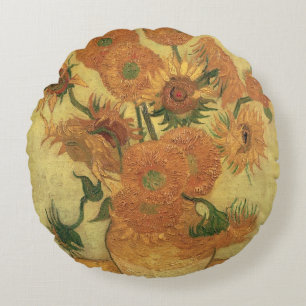 Vincent van Gogh   Sunflowers, 1889 Round Cushion