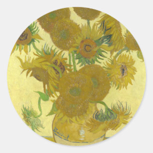 Vincent Van Gogh - Sunflowers - Classic Painting Round Sticker