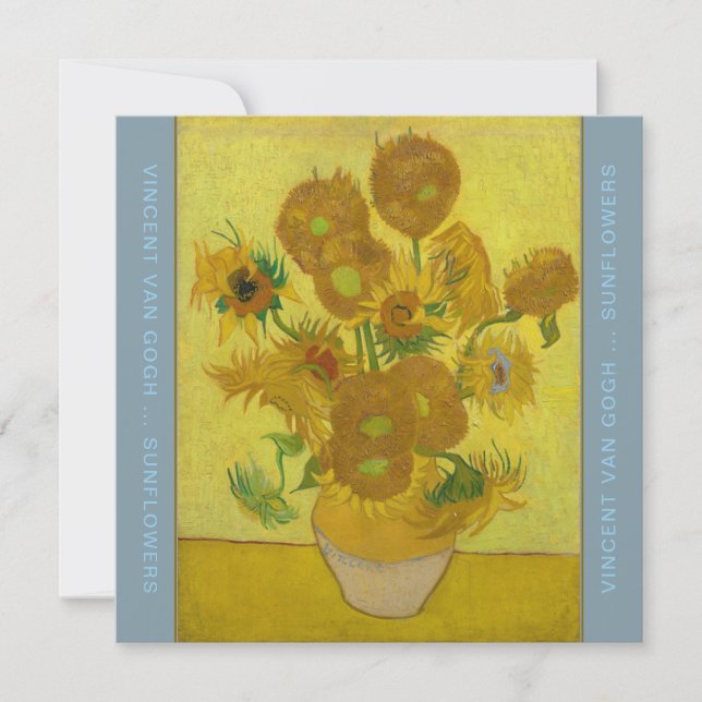 VINCENT VAN GOGH SUNFLOWERS cornflower blue   Thank You Card (Front)