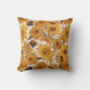 Vincent Van Gogh Sunflowers Cream Yellow Brown Cushion