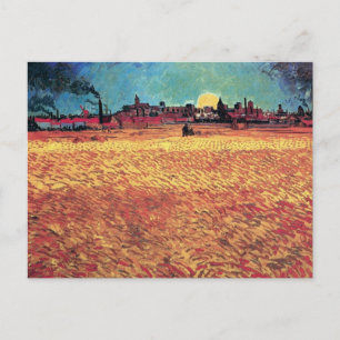 Vincent Van Gogh - Sunset On Wheat Fields Fine Art Postcard