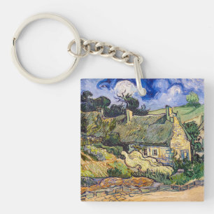 Vincent Van Gogh - Thatched Cottages at Cordeville Key Ring