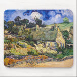 Vincent Van Gogh - Thatched Cottages at Cordeville Mouse Mat<br><div class="desc">Thatched Cottages at Cordeville / Houses with Thatched Roofs,  Cordeville / Chaumes de Cordeville à Auvers-sur-Oise by Vincent Van Gogh in 1890</div>