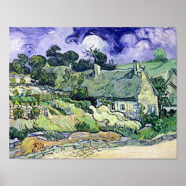 Vincent van Gogh | Thatched cottages at Cordeville Poster (Front)