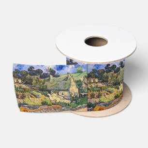Vincent Van Gogh - Thatched Cottages at Cordeville Satin Ribbon