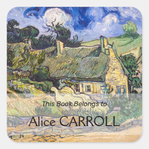 Vincent Van Gogh - Thatched Cottages at Cordeville Square Sticker