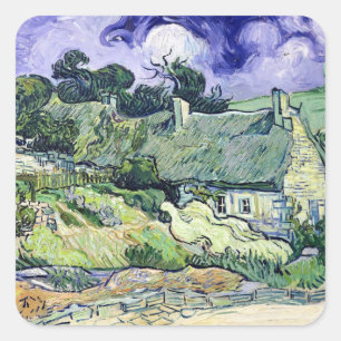 Vincent van Gogh Thatched cottages at Cordeville Square Sticker