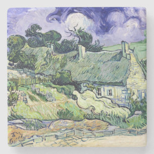 Vincent van Gogh   Thatched cottages at Cordeville Stone Coaster