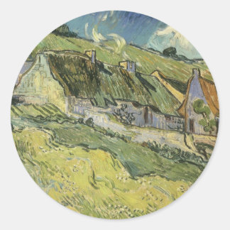 Vincent van Gogh - Thatched Cottages Classic Round Sticker