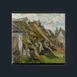 Vincent van Gogh | Thatched Cottages in Chaponval 15 Cm Square Badge<br><div class="desc">Thatched Cottages in Chaponval,  Auvers-sur-Oise,  1890 | by Vincent van Gogh | Art Location: Kunsthaus,  Zurich,  Switzerland | Dutch Artist | Image Collection Number: XIR41128</div>