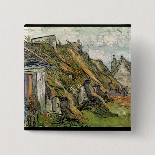Vincent van Gogh   Thatched Cottages in Chaponval 15 Cm Square Badge