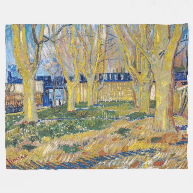 Vincent van Gogh - The Blue Train Fleece Blanket (Front (Horizontal))