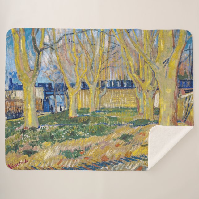 Vincent van Gogh - The Blue Train Sherpa Blanket (Front (Horizontal))