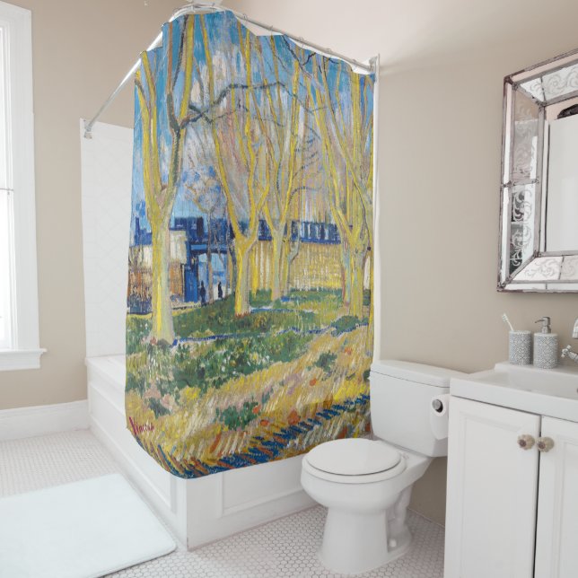 Vincent van Gogh - The Blue Train Shower Curtain (In Situ)