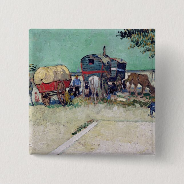 Vincent van Gogh | The Caravans, Gypsy Encampment 15 Cm Square Badge (Front)