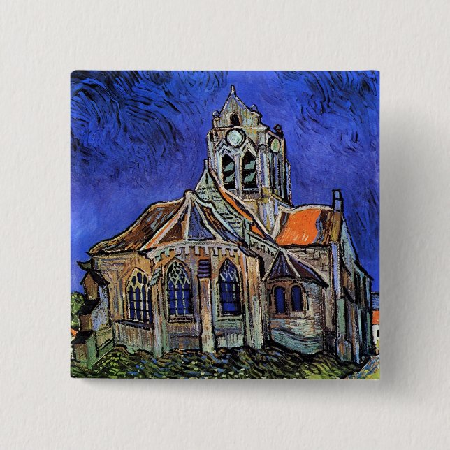 Vincent Van Gogh - The Church at Auvers 15 Cm Square Badge (Front)