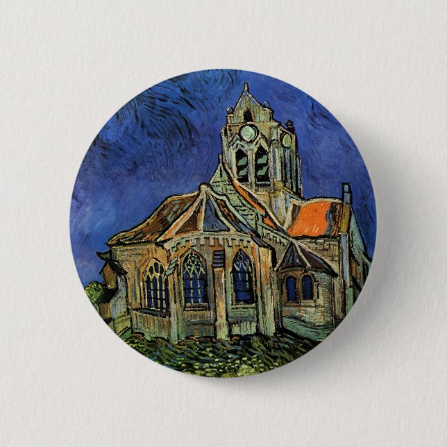 Vincent van Gogh - The Church at Auvers 6 Cm Round Badge (Front)