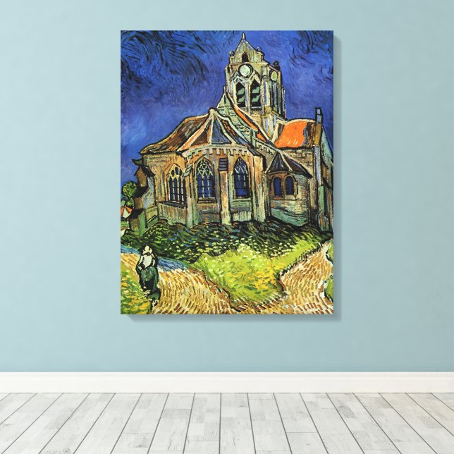 Vincent van Gogh - The Church at Auvers Canvas Print (Insitu(Wood Floor))
