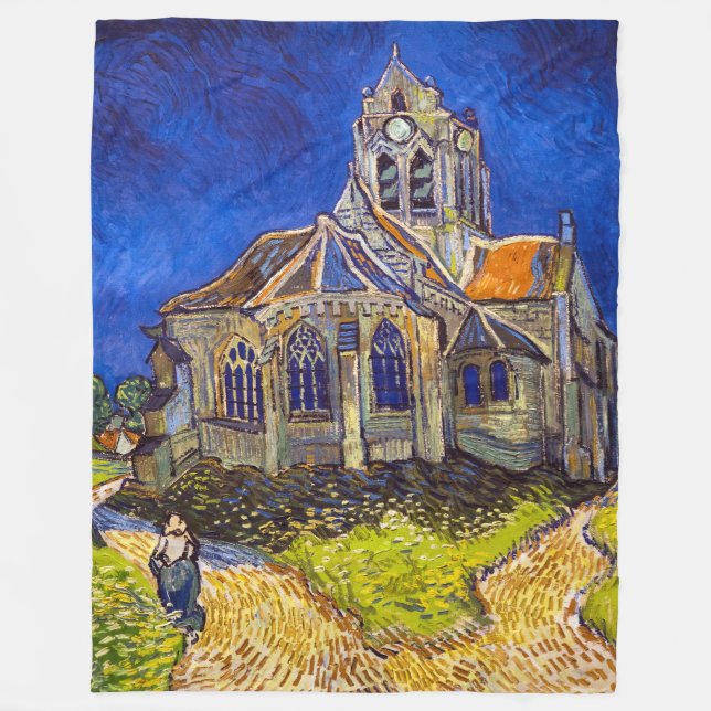 Vincent van Gogh - The Church at Auvers Fleece Blanket (Front)