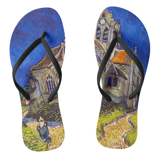 Vincent van Gogh - The Church at Auvers Flip Flops (Footbed)