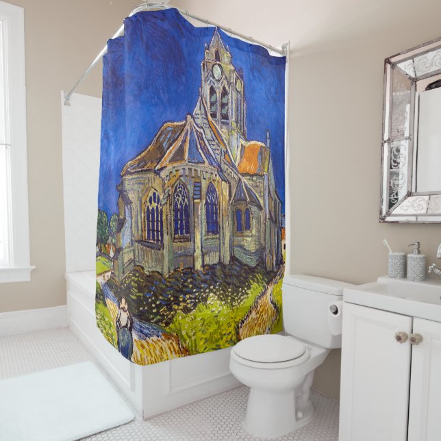 Vincent van Gogh - The Church at Auvers Shower Curtain (In Situ)
