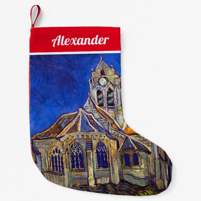 Vincent van Gogh - The Church at Auvers Small Christmas Stocking (Front)