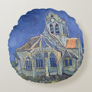 Vincent van Gogh   The Church at Auvers-sur-Oise Round Cushion