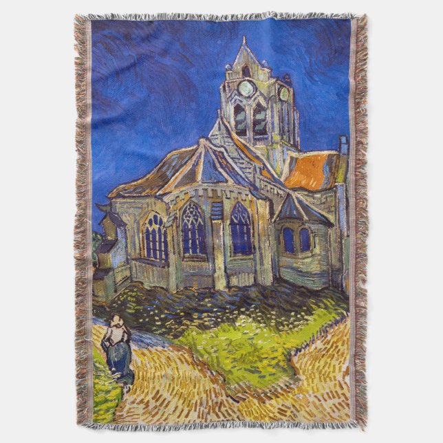 Vincent van Gogh - The Church at Auvers Throw Blanket (Front Vertical)