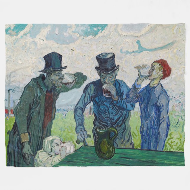 Vincent van Gogh - The Drinkers, after Daumier Fleece Blanket (Front (Horizontal))