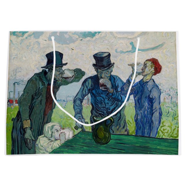 Vincent van Gogh - The Drinkers, after Daumier  Large Gift Bag (Front)