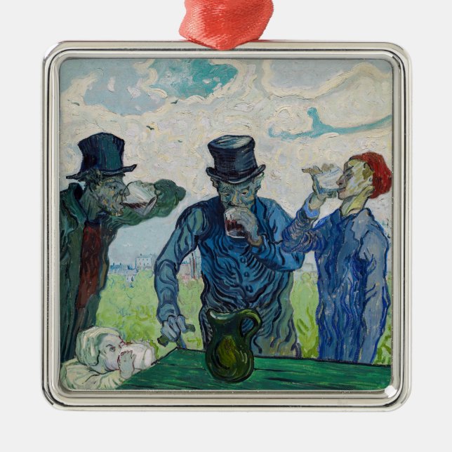 Vincent van Gogh - The Drinkers, after Daumier Metal Tree Decoration (Front)