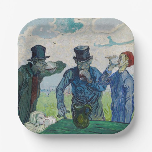 Vincent van Gogh - The Drinkers, after Daumier Paper Plate (Front)