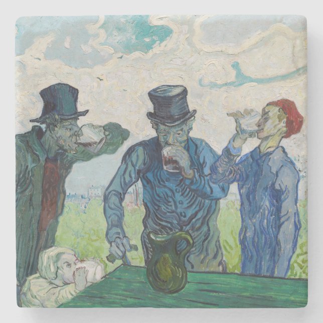Vincent van Gogh - The Drinkers, after Daumier Stone Coaster (Front)