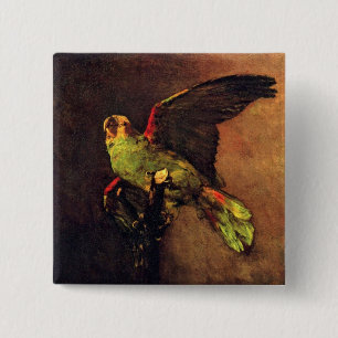 Vincent Van Gogh - The Green Parrot Bird Lover Art 15 Cm Square Badge