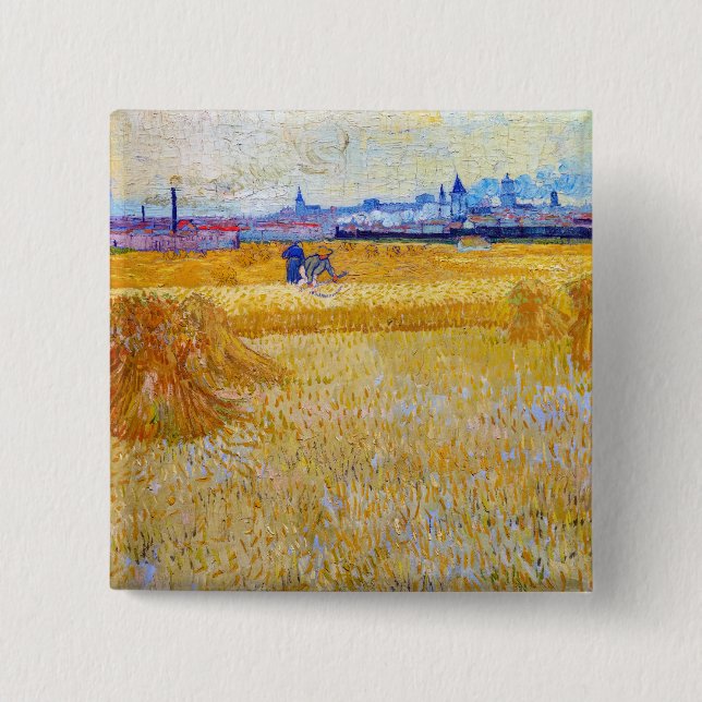 Vincent van Gogh - The Harvesters 15 Cm Square Badge (Front)