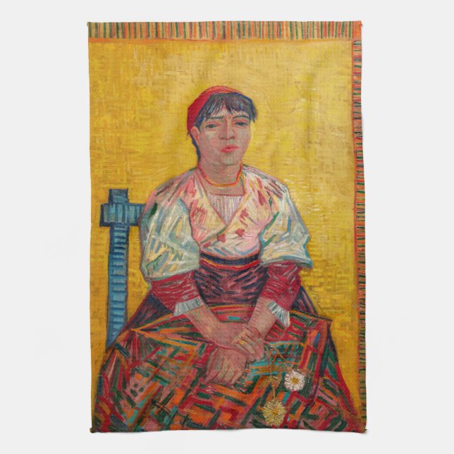 Vincent Van Gogh - The Italian Woman Tea Towel (Vertical)
