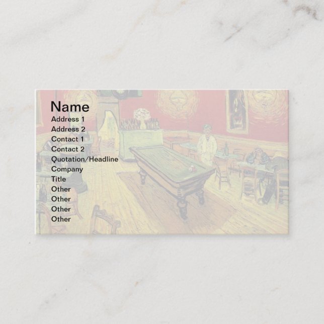 Vincent Van Gogh - The Night Cafe Fine Art Business Card (Front)