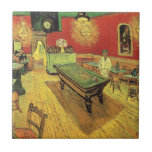 Vincent Van Gogh - The Night Cafe Fine Art Tile<br><div class="desc">Oil on canvas from 1888 depicts the interior of the Café de la Gare, a seedy all-night bar frequented by Van Gogh, with couples, drunks and derelicts seated at the tables and a waiter posing next to a pool table at the centre of the room under yellow glowing ceiling lights....</div>