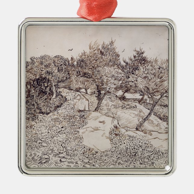 Vincent van Gogh | The Olive Trees Metal Tree Decoration (Front)