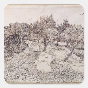 Vincent van Gogh   The Olive Trees Square Sticker
