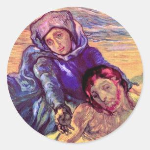 Vincent Van Gogh - The Pieta - Jesus & Virgin Mary Classic Round Sticker