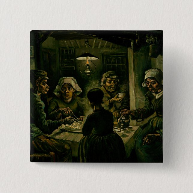 Vincent van Gogh - The Potato Eaters 15 Cm Square Badge (Front)