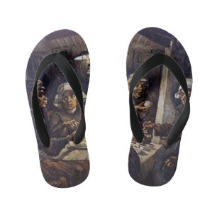 Vincent Van Gogh The Potato Eaters Fine Art Kid's Flip Flops