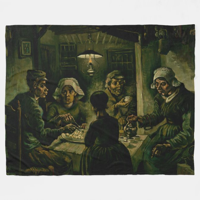 Vincent van Gogh - The Potato Eaters Fleece Blanket (Front (Horizontal))