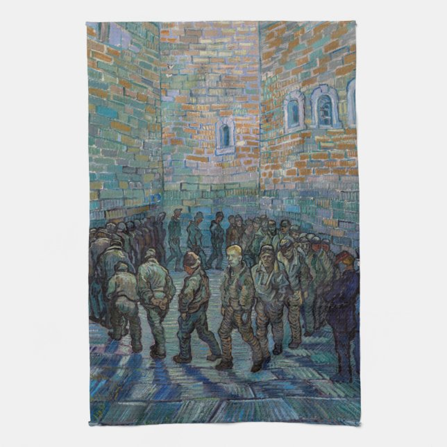 Vincent van Gogh - The Prison Courtyard Tea Towel (Vertical)