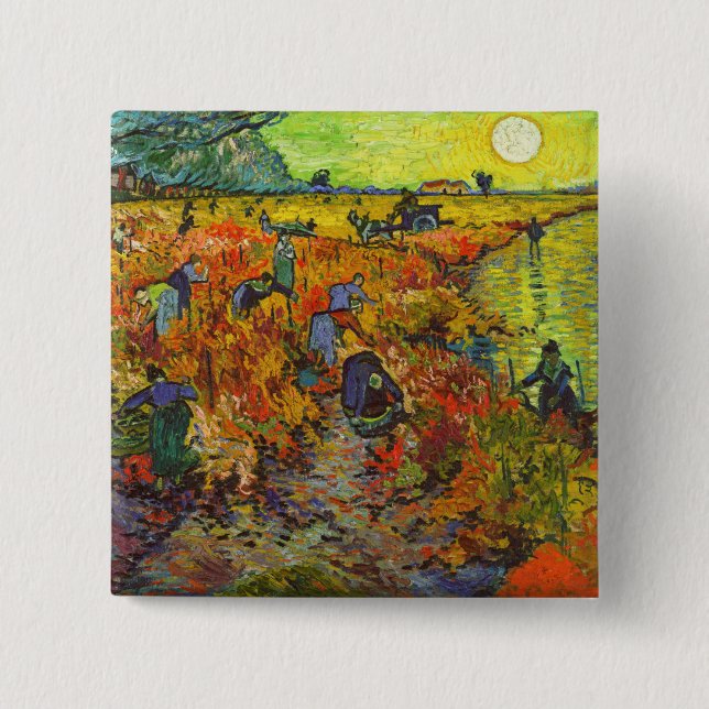 Vincent van Gogh - The Red Vineyard 15 Cm Square Badge (Front)