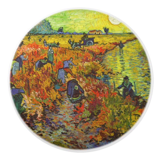 Vincent van Gogh - The Red Vineyard Ceramic Knob (Front)
